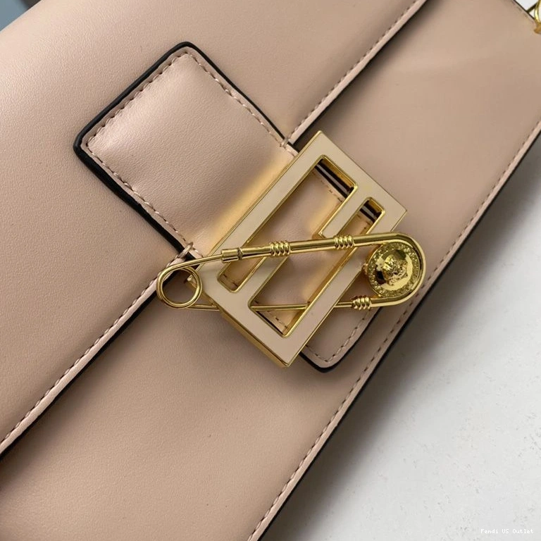 Affordable HOT Brooches Calf Leather Baguette with Medium Bag Pin In Fendace Fendi Pink 0724